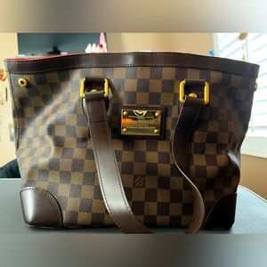 Louis Vuitton Damier Ebene Canvas Leather Hampstead PM Tote Bag